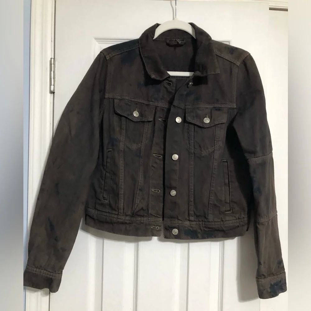 Free people Rumors dark blotched tie dye denim jacket. women’s size medium - Picture 1 of 12